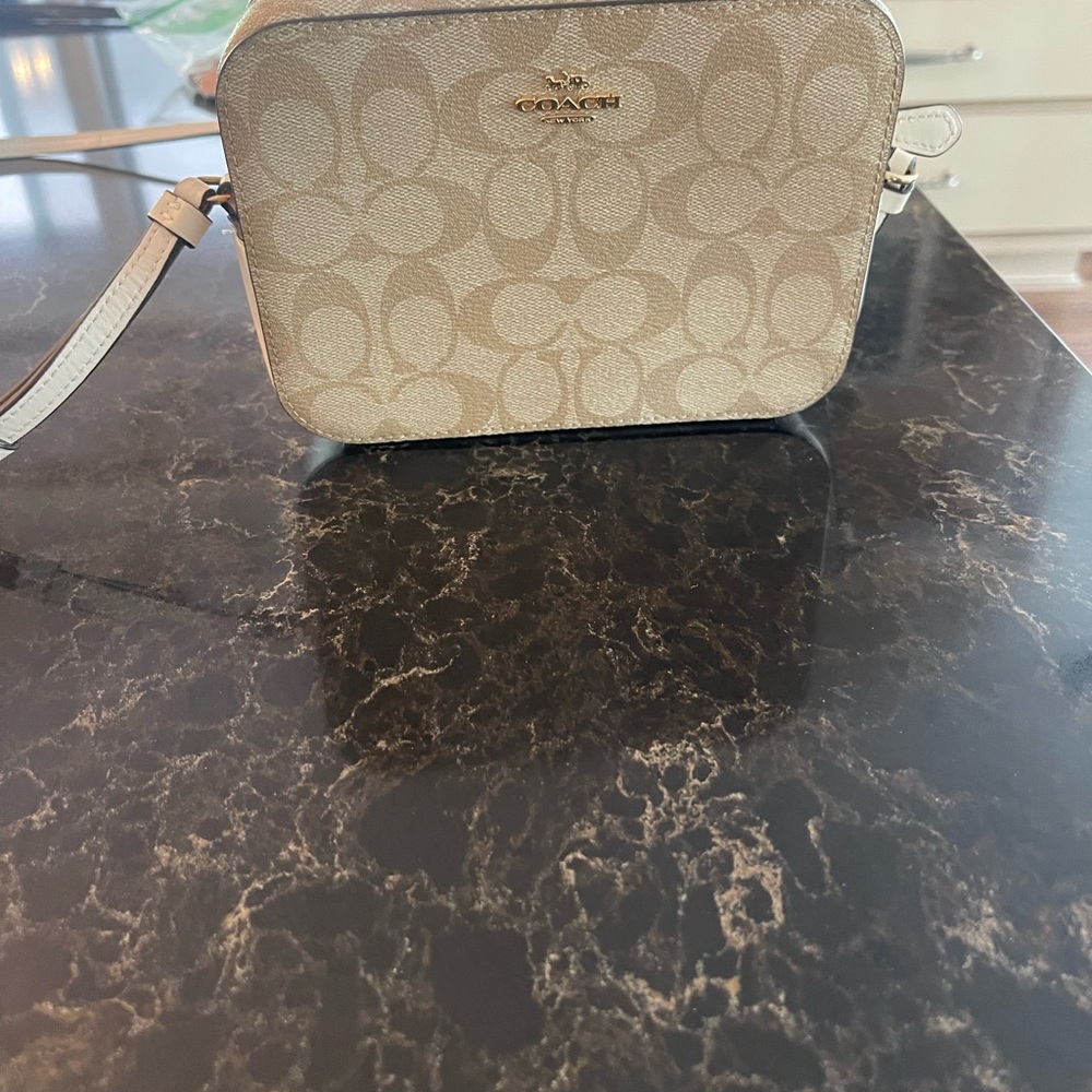 Coach Light Beige Signature Crossbody Bag